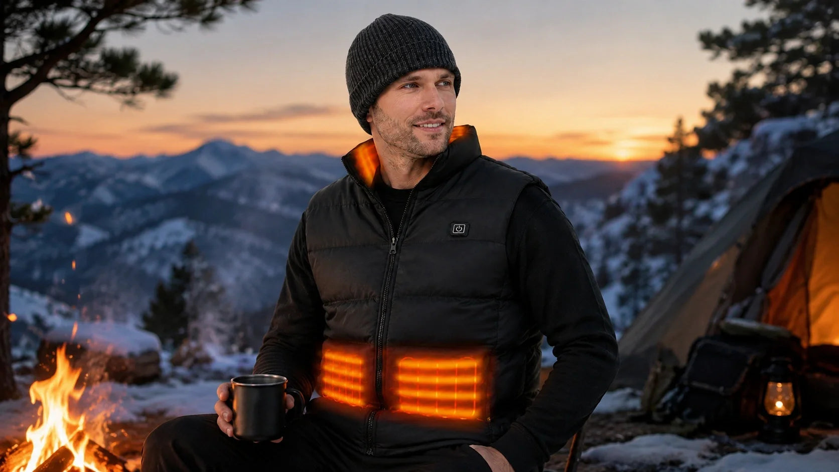 graphene heating sheet inside heated jacket for camping