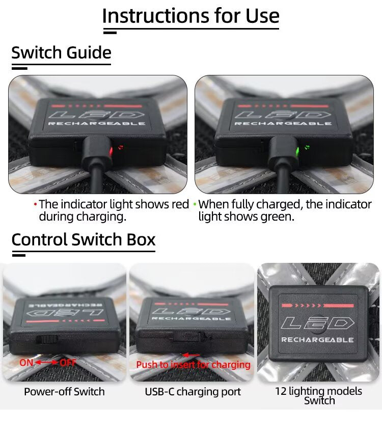 12-Mode LED Color Changing Pet Harness - Rechargeable & Adjustable
