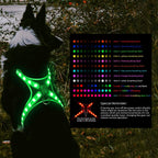 12-Mode LED Dog Harness, Rechargeable Color Changing Pet Vest with Light Strip, Adjustable & Breathable High Visibility Safety Harness for Small Medium Large Dogs, Perfect for Night Walking & Outdoor Activities