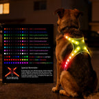 12-Mode LED Color Changing Pet Harness - Rechargeable & Adjustable