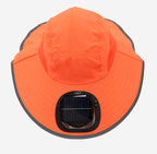 Dual Solar Charging Bucket Hat with Dual Fans - Lightweight Breathable UV Protection Sun Hat for Fishing, Hiking, Camping & Outdoor Work - Tangerine Orange