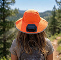 Dual Solar Charging Bucket Hat with Dual Fans - Lightweight Breathable UV Protection Sun Hat for Fishing, Hiking, Camping & Outdoor Work - Tangerine Orange