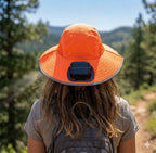 Dual Solar Charging Bucket Hat with Dual Fans - Lightweight Breathable UV Protection Sun Hat for Fishing, Hiking, Camping & Outdoor Work - Tangerine Orange