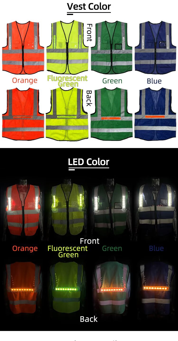 High-Viz Smart Warning Light for Orange Lattice Mesh Vests | Industrial Safety Flashing Strip for Roadwork, Construction & Site Safety