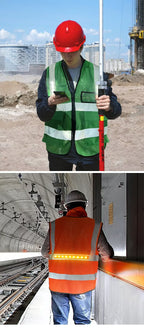 High-Viz Smart Warning Light for Orange Lattice Mesh Vests | Industrial Safety Flashing Strip for Roadwork, Construction & Site Safety