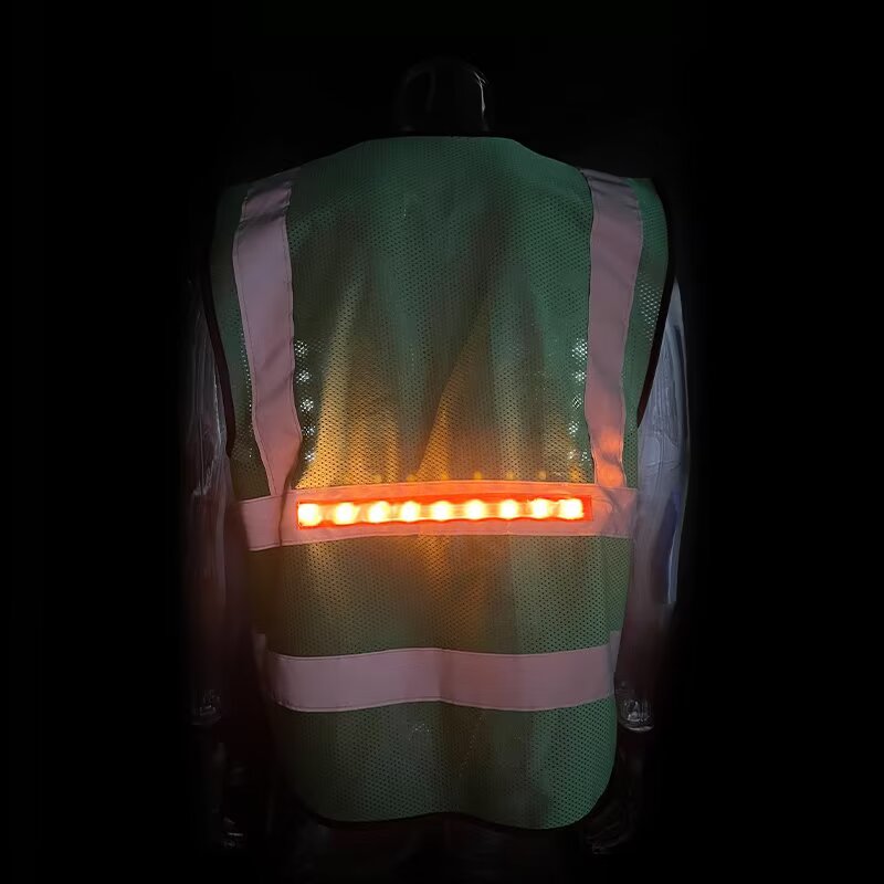 LED Smart Warning Light for Green Lattice Mesh Vest | High-Visibility Safety Strip for Night Running, Cycling & Outdoor Gear