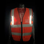 High-Viz Smart Warning Light for Orange Lattice Mesh Vests | Industrial Safety Flashing Strip for Roadwork, Construction & Site Safety