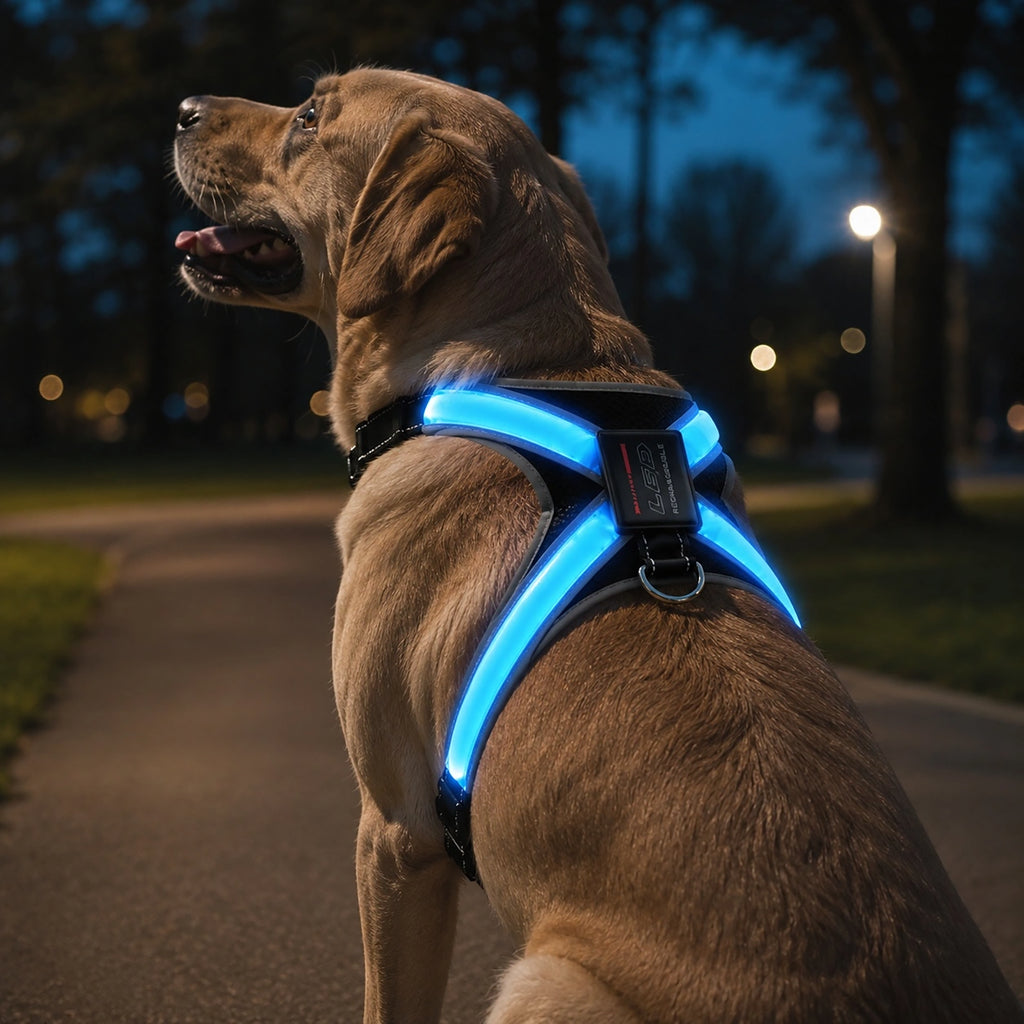 Multicolor LED Dog Harness for Night Walks