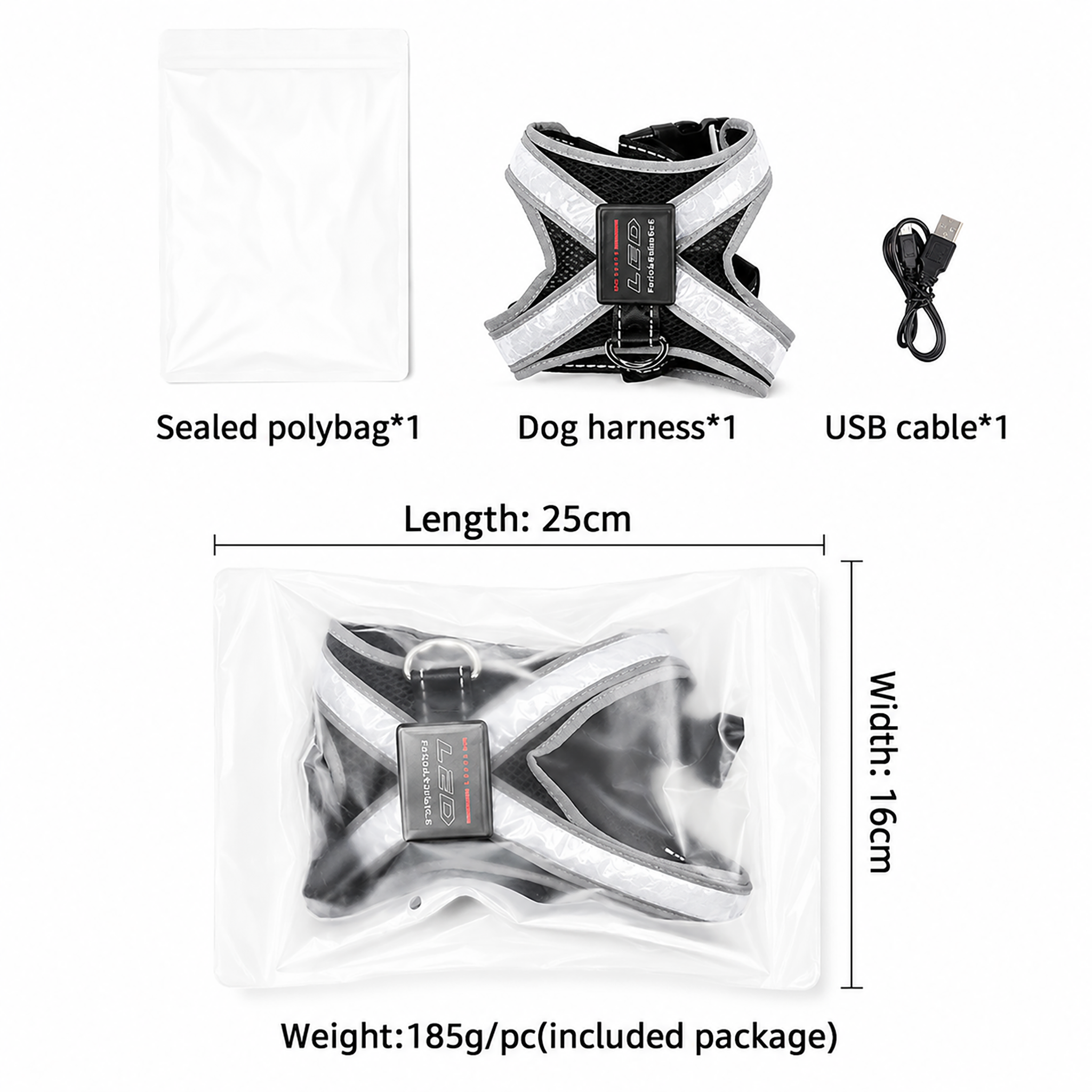 Multicolor LED Dog Harness for Night Walks