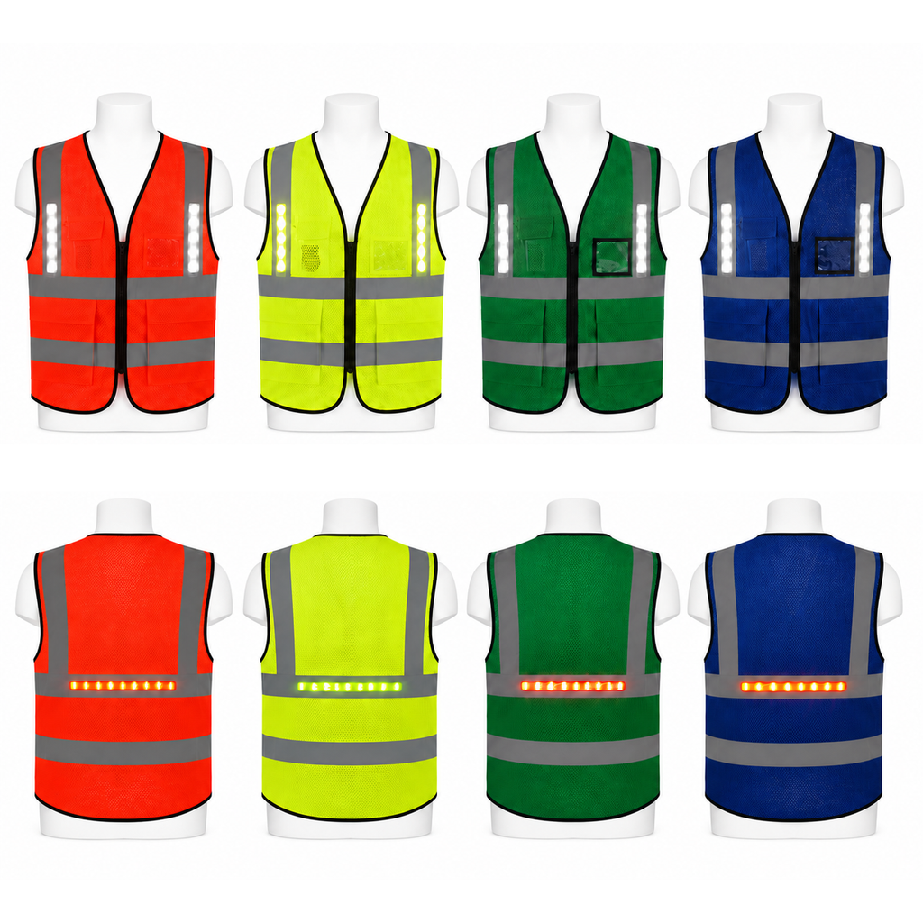 Rechargeable LED Reflective Mesh Vest with 3 Light Modes
