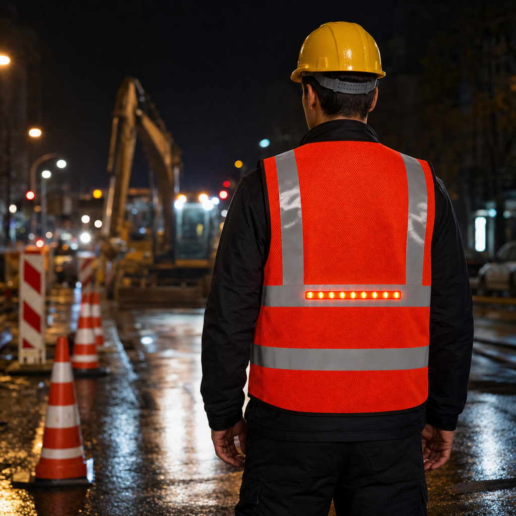 Rechargeable LED Reflective Mesh Vest with 3 Light Modes