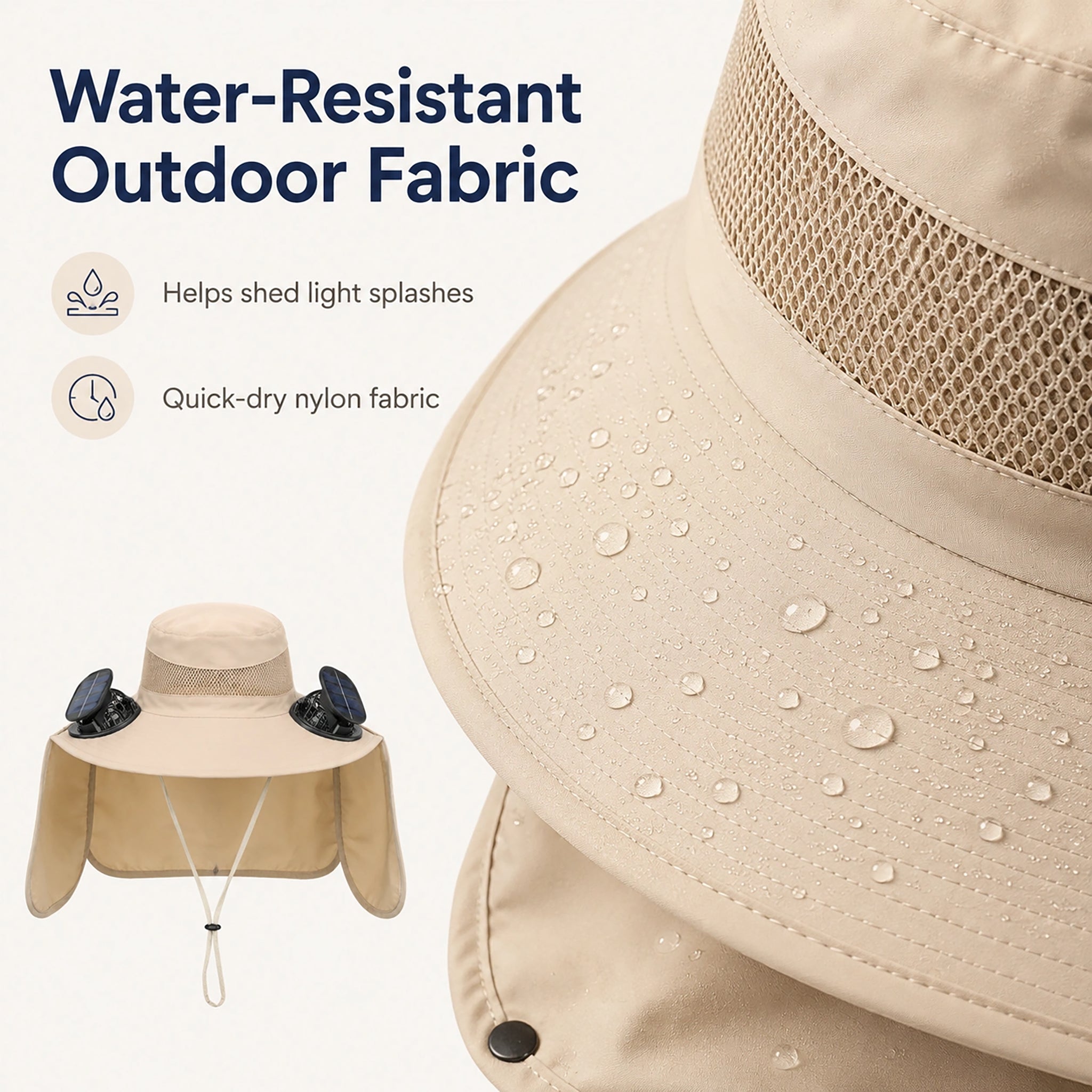 Solar Fan Sun Hat with 2 Fans for Fishing, Hiking & Outdoor Work