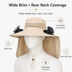 Solar Fan Sun Hat with 2 Fans for Fishing, Hiking & Outdoor Work